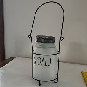 Rae Dunn Frossted Mason Jar with Black Wire Holder